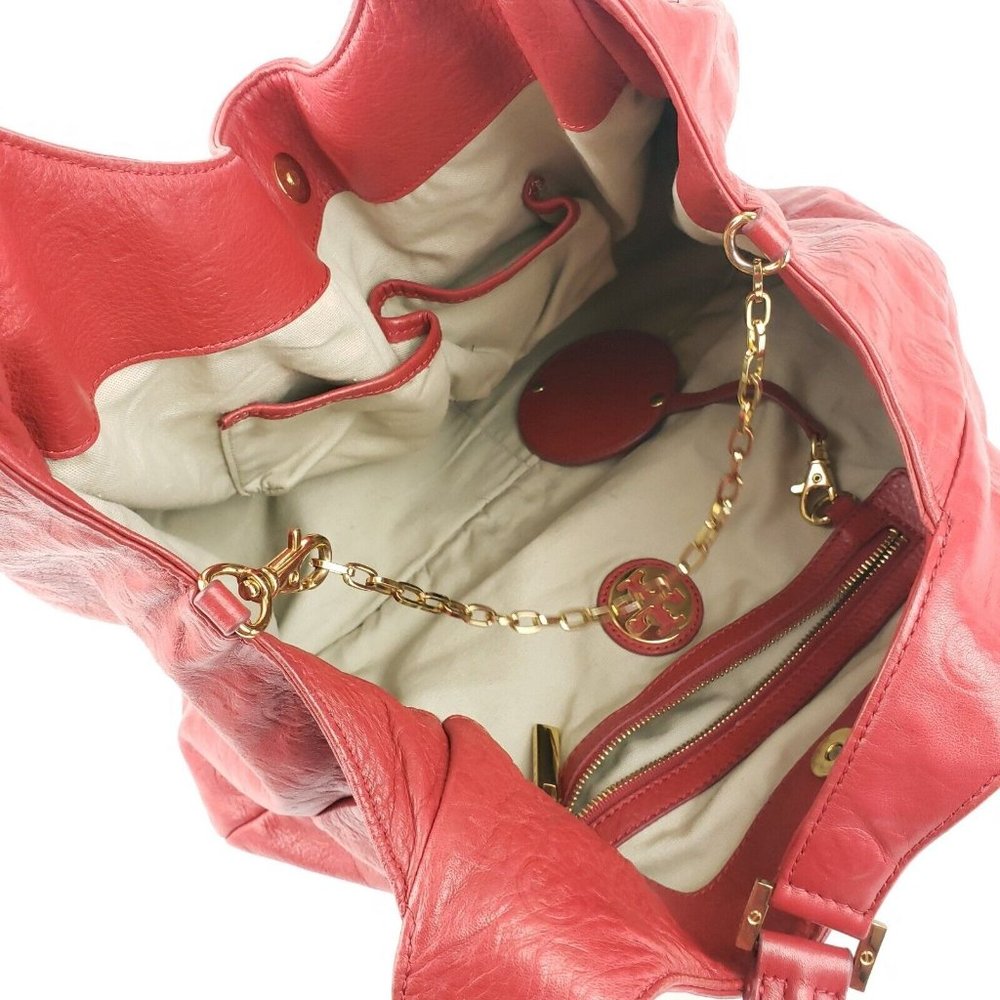 Tory Burch Dafina Red Hobo Bag Tote Handbag and Dustbag - Picture 6 of 11